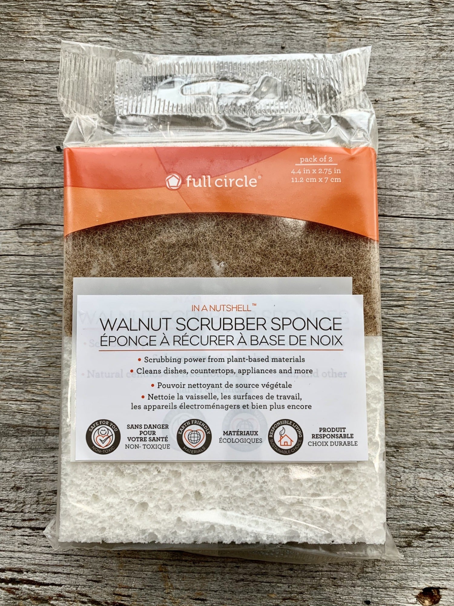 Full Circle Walnut Scrubber Sponge - 2 pack