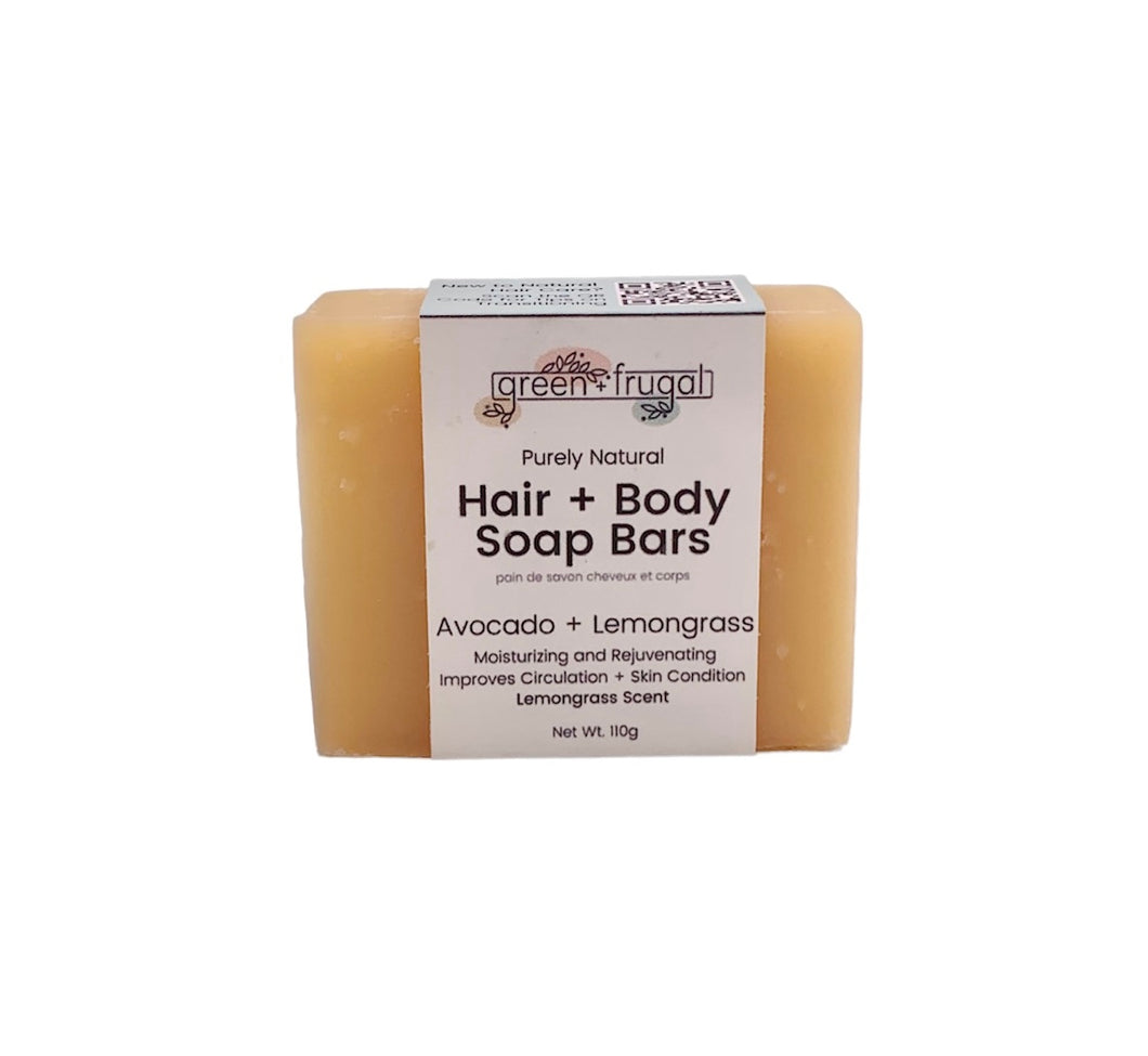 Avocado Lemongrass Hair + Body Soap Bar