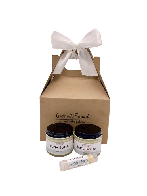 small happy gift set with scrub