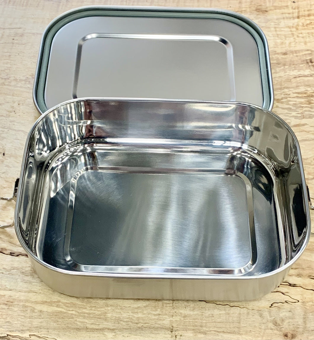Stainless Steel, Airtight, Rectangular Lunch Box with Clips